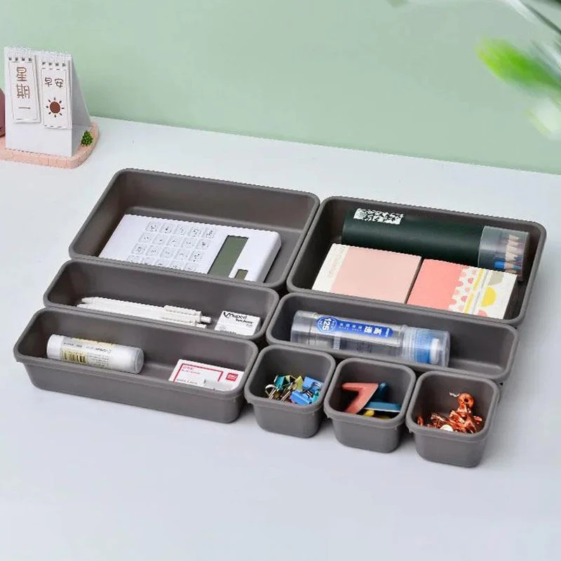 8-Piece Dustproof Drawer and Desk Organizer Set for Home and Office Essentials
