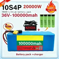Batterie au lithium 10S4P 36V 100000mAh pour scooter électrique, pack de batteries 18650 + chargeur gratuit 1