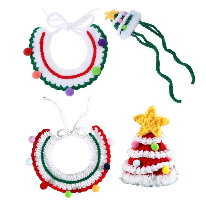 

2PCS Adjustable Dog Christmas Hat Bib Pet Santa Cap Holiday Dress Up 270F