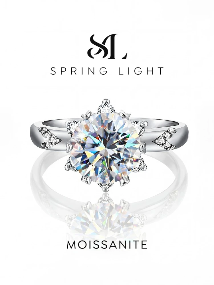 Luxuriöse 2CT Moissanit-Diamant-Edelstein-Verlobungsringe für Damen Solitär Hochzeits-Jubiläums-Schmuck