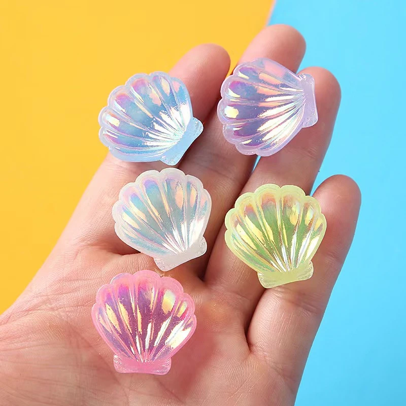 

10pcs Kawaii Colorful Plated Cute Sea Shells Decor Flat Back Seashells Embellishment Resin Shiny Cabochons Shell Home Decoration