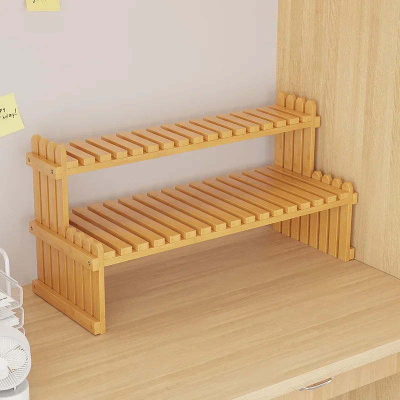 Bamboo Plant Shelves Desktop Flower Rack Window Balcony Multi-layer Plant Stands Indoor Office Stepped Potted Pot Book Shelf