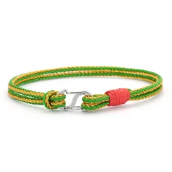 Nautical Handmade Braided Rope Bracelet with Stainless Steel Buckle - 20.5cm (Green)