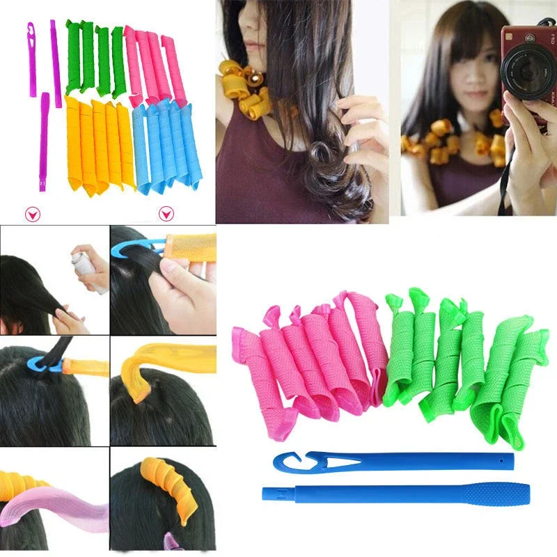 Heatless Hair Curler 10/12 pcs No Heat Hair Curls Ribbon Rollers Sleeping Soft Headband Curlers Woman Hairs Styling Tools