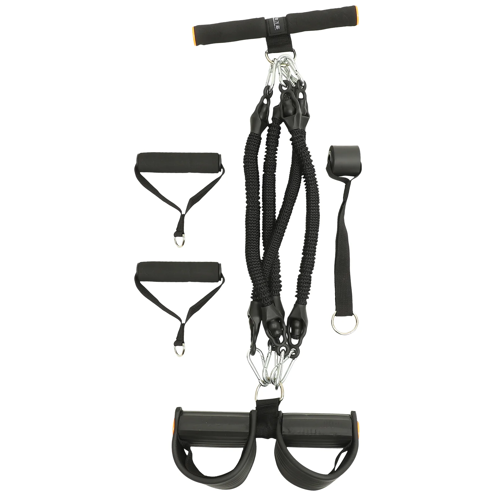 

Многофункциональный Натяжной шнур, 4-трубный эластичный экструдер для йоги, фитнеса, похудения, бодибилдинга, тренировок по животу (черный)