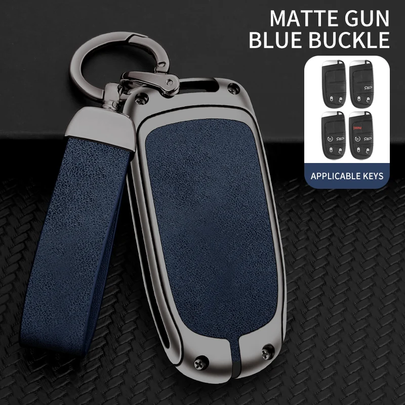 ontto Custodia per Chiave Auto in Pelle PU Adatta per Chrysler 300C Jeep Renegade Compass Grand Cherokee Dodge Fiat 500X Telecomando Cover Portachiavi Custodia Custodia Custodia Portachiavi Nero B