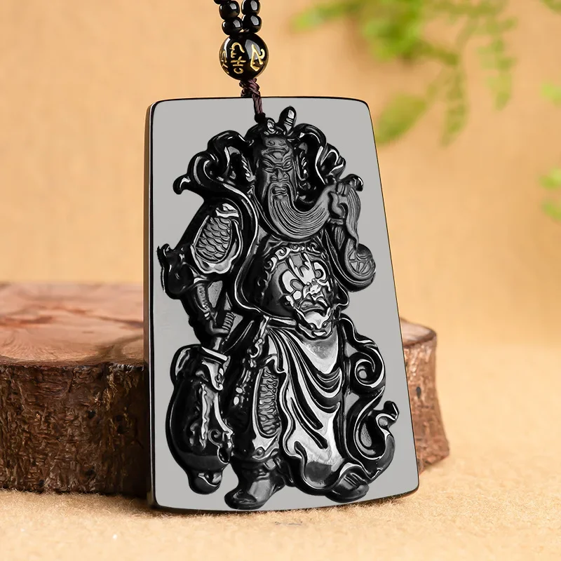 

Burmese Jade Guan Yu Pendant Accessories Man Natural Certificate Jadeite Jewelry Black Necklace Pendants Fashion Emerald