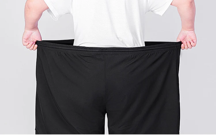 Summer Men's Large Calf-Length Pants plus size 16XL 17XL loose stretch casual pants Black Home Big 210kg 275KG 5