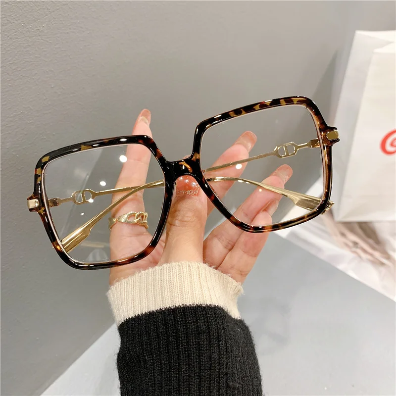 Fashion Oversized Square Eyewear Retro Women's Anti-blue Light Bloking Metal Frame Glasses Trend Optical Computer Eyeglasses - Image 3