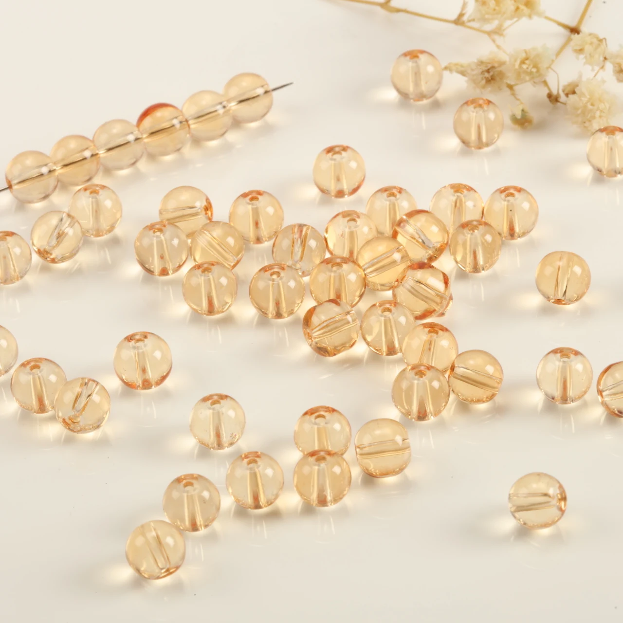Sunset Orange Aurora Round Glass Beads - 320pcs Warm Tone Rainbow Spacer Beads