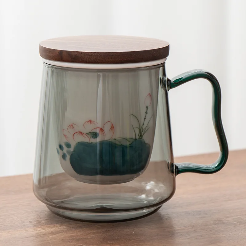 Tasse en verre avec infuseur et couvercle (350 mL)