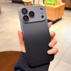 Ultra Thin Heat Dissipating Breathable Summer Gradient Phone Case with Camera Protection - iPhone 15 Plus (Black)