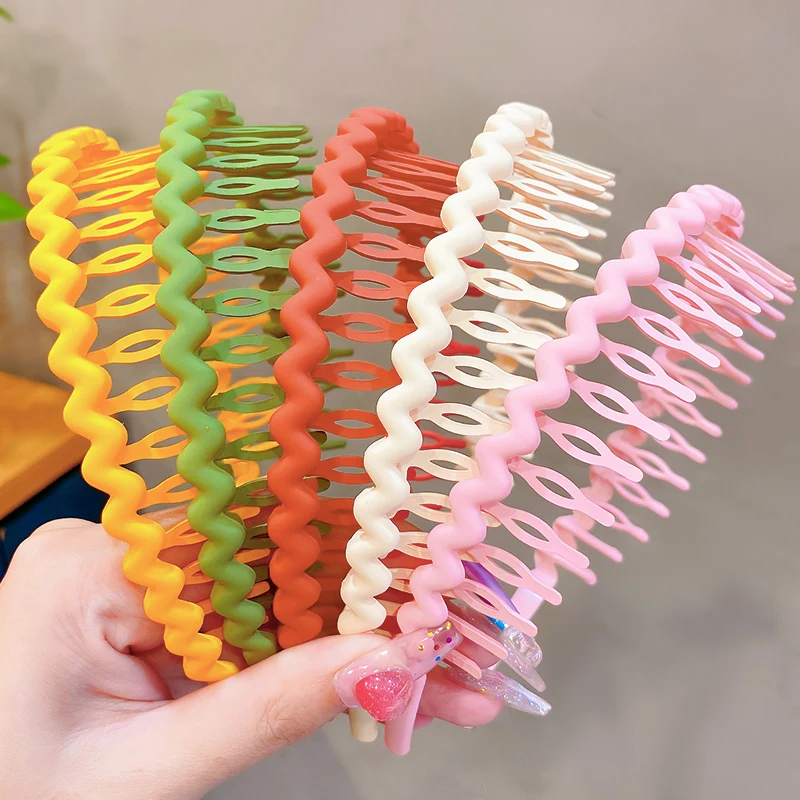 

Simple Headdress Solid Color Resin Hair Comb Hairbands Non-slip Headband Hair Hoop Bezel With Teeth Hair Accessories For Women