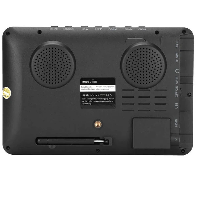 TV portatile mini televisore digitale ricaricabile LEADSTAR da 8 pollici con decodificatore sintonizzatore DVB-T ISDB-T ATSC-T ingresso 12V 110-220V D8 3