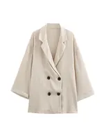 Ensemble manteau et pantalon pour femmes, Blazer décontracté, manches longues, Double boutonnage + pantalon à jambes larges, tenue de bureau, automne 2024 3