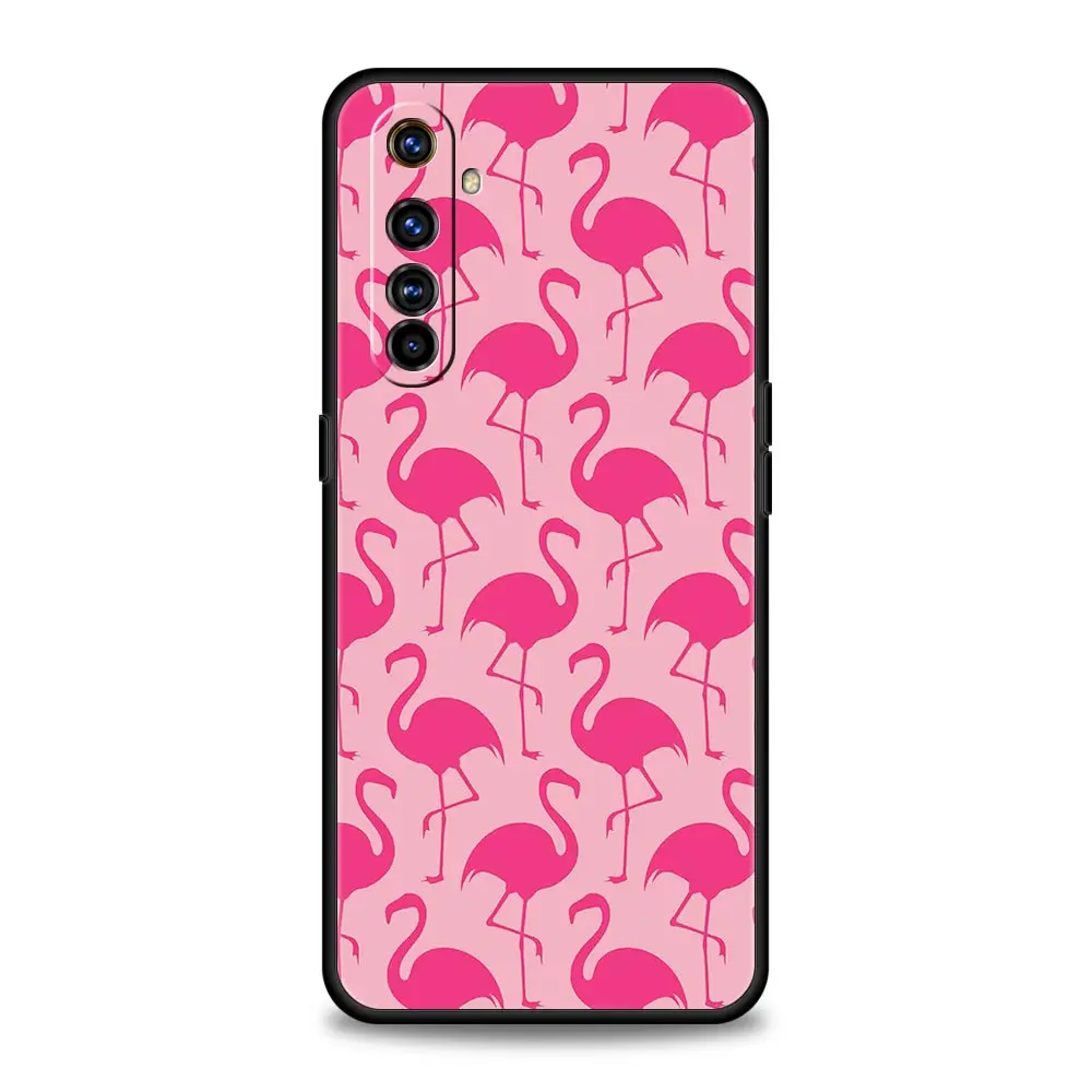 Pink Red Flamingo Soft Silicone Phone Case - Stylish Black Cover