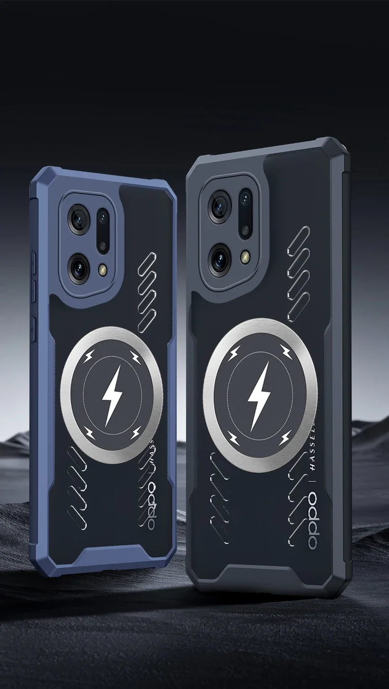 Wireless Charging Heat Dissipation Case For OPPO Find X3 X5 Pro Car Mounted Magnetic Airbag Anti-Drop Casing Bumper Shell_voghion.com