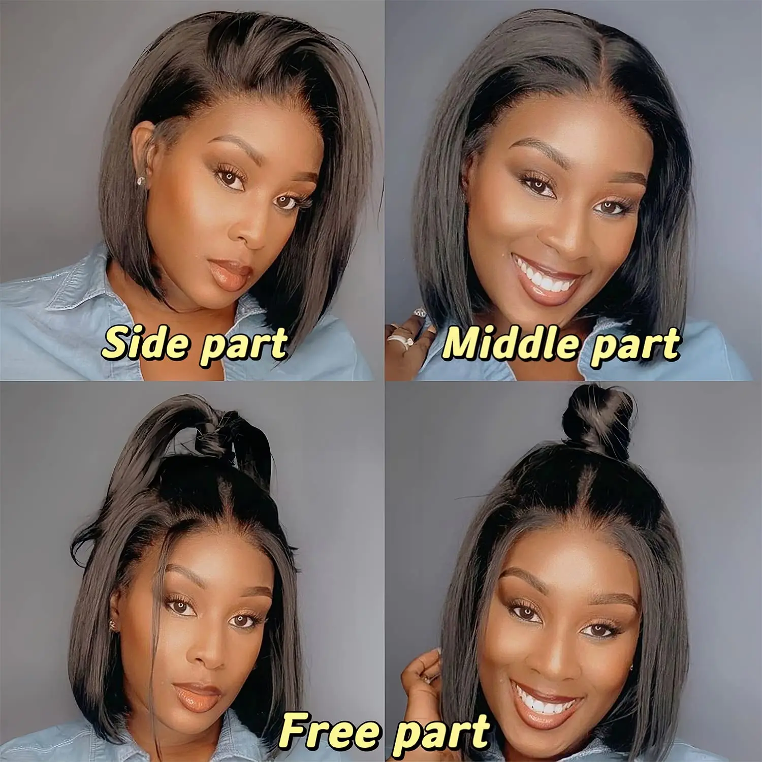 Newmi Bob Wigs Short Bob Wig Lace Front Human Hair Wigs Straight Hair 13x4 Lace Frontal Human Hair Bob Wigs for Women 3