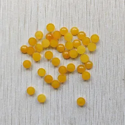 Wholesale 100pcs High - Quality 6mm Natural Stone Round Cabochon Beads for Jewelry Making Accessories (Yellow jade)