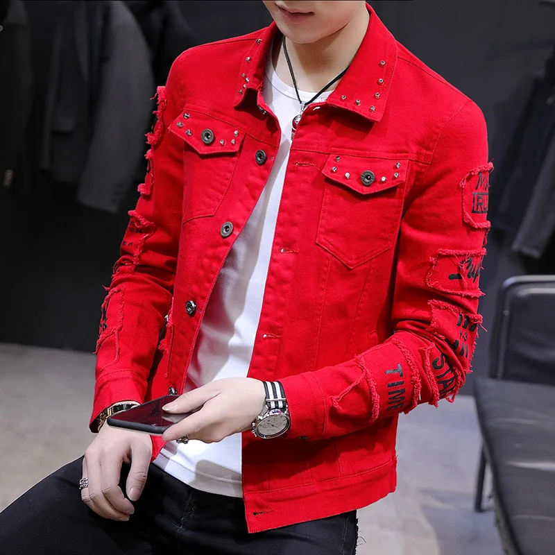 2024DenimJacketCoatMaleKoreanVersionFashionSpringNewModel