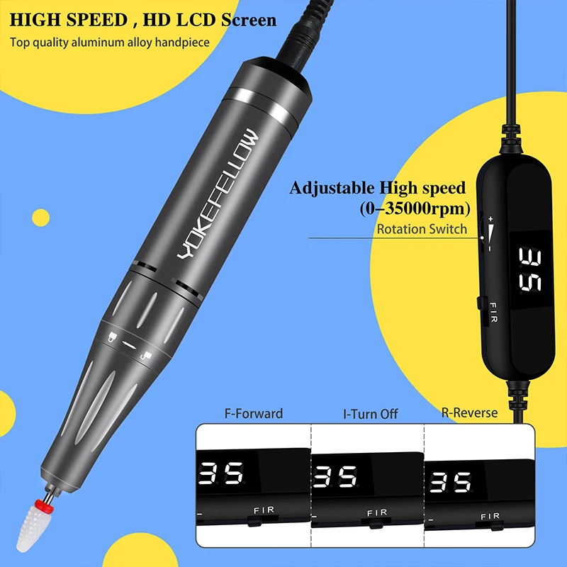 High Speed Electric Nail Drill 35000RPM Portable