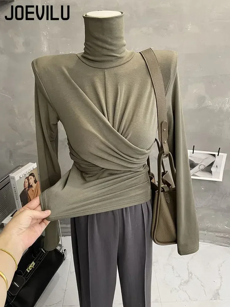 601361-23d267.jpg Turtleneck Base Shirt Women's Sexy Twisted Tops Korean Fashion Slim Long Sleeved T-shirt Autumn and Winter Warm Plush Pullover - Image 1