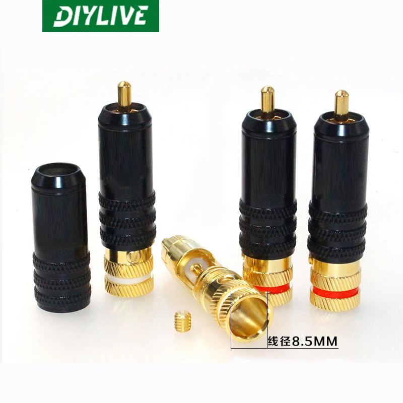 DIYLIVE HiFi fever audio gold-plated signal cable plug RCA Lotus head fever audio head power amplifier signal plug