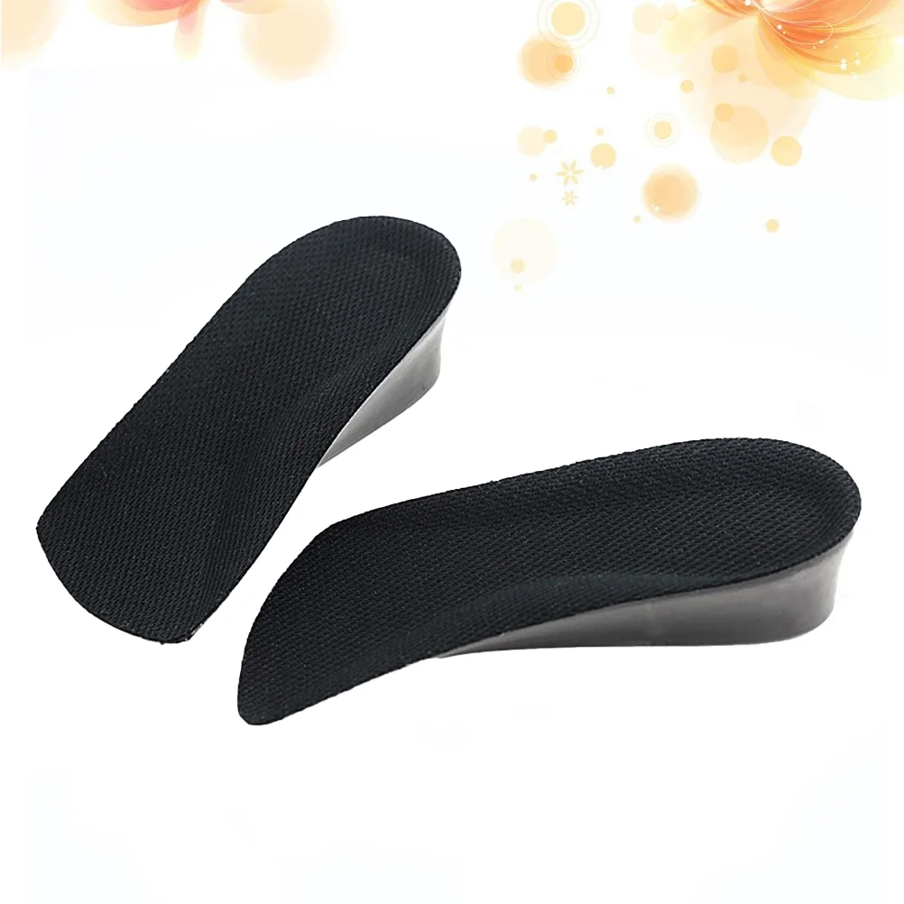 

1 Pair of 15cm Height Increase Half Insole PU Invisible Shoe Lifts Heel Insoles Shoe Elevator Inserts (Black)