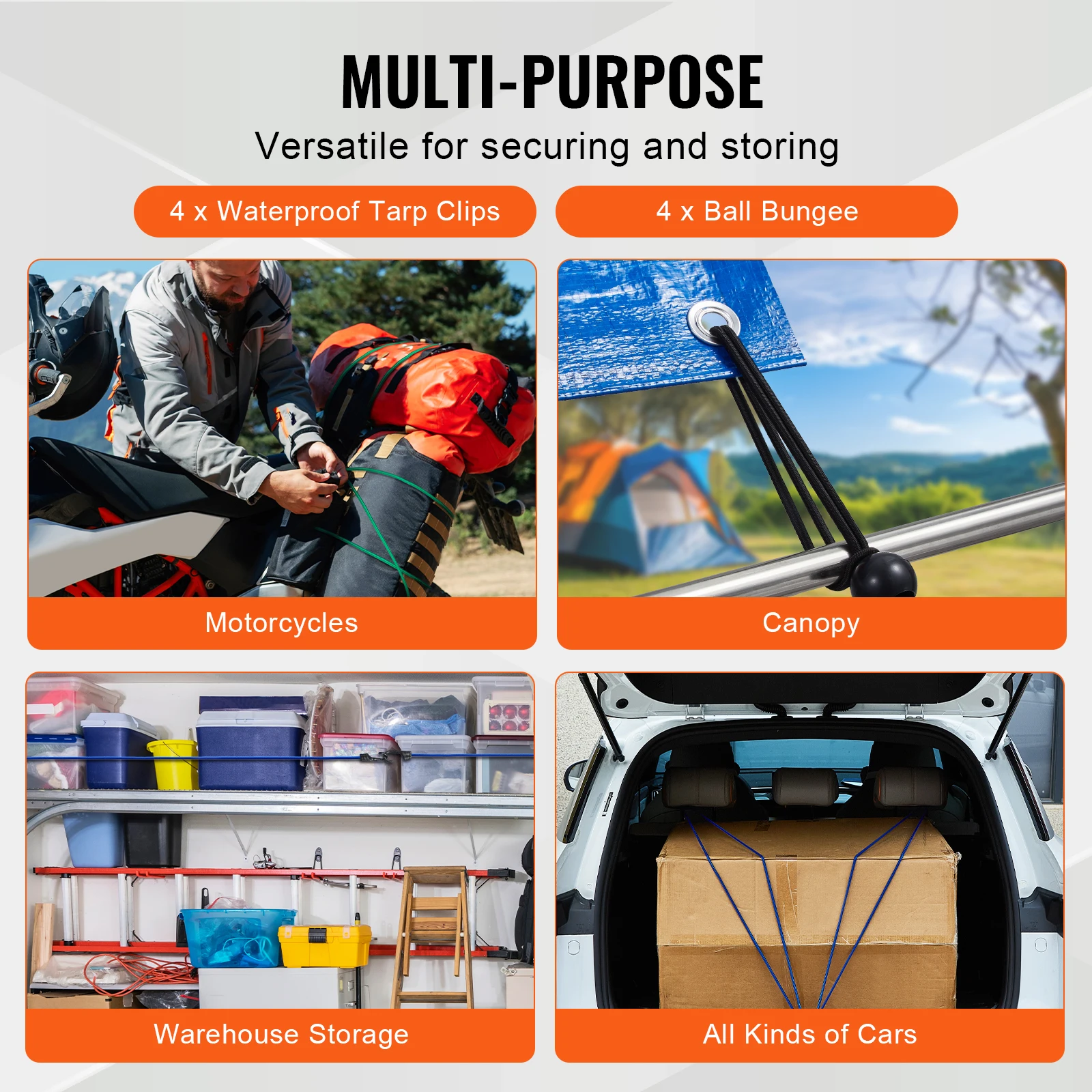 SucceBuy 32pcs Elastic Bungee Cords Straps Assorted Lengths Heavy Bungee Ropes for Bike Tents Camping RVs Trunks Luggage Racks