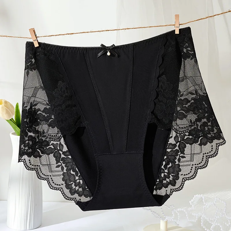New Plus Size Lace Panties High Waist Modal Underwear for Women 60-105kg Summer Thin Sexy