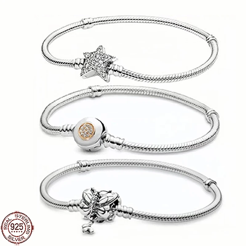 

925 sterling silver exquisite five pointed star galaxy starry sky bracelet fit original design women jewelry DIY gift for friend