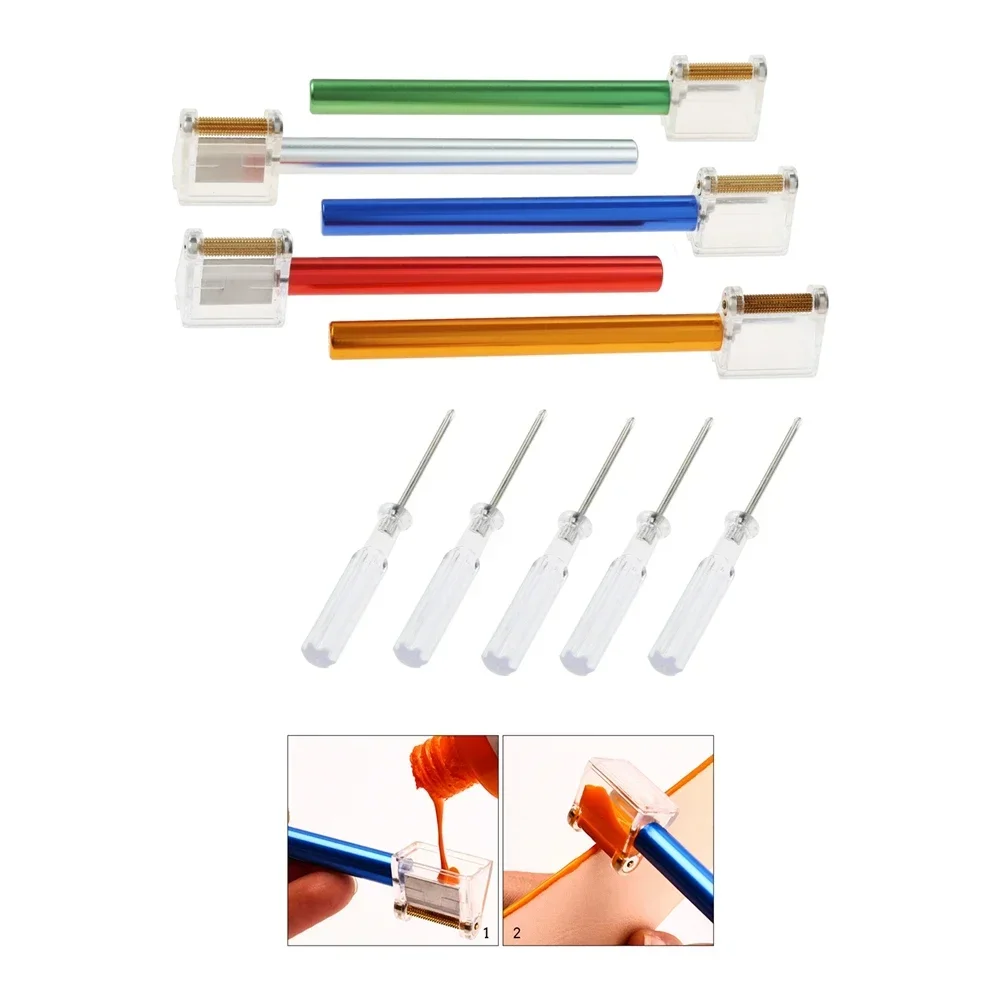 2pcs/1set Leather Edge Oil Roller Pen with Screwdriver Banding Printing Gluing Dye Pencil Applicator Paint DIY Craft Tool 12.5cm