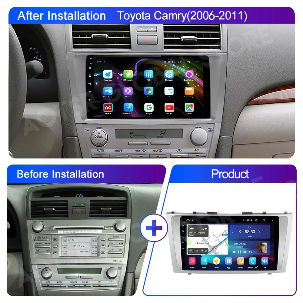 

6G 128G For Toyota Camry 2006-2011 Android Car Radio Stereo Autoradio Auto Audio GPS Navigation Multimedia Player DVD Head Unit