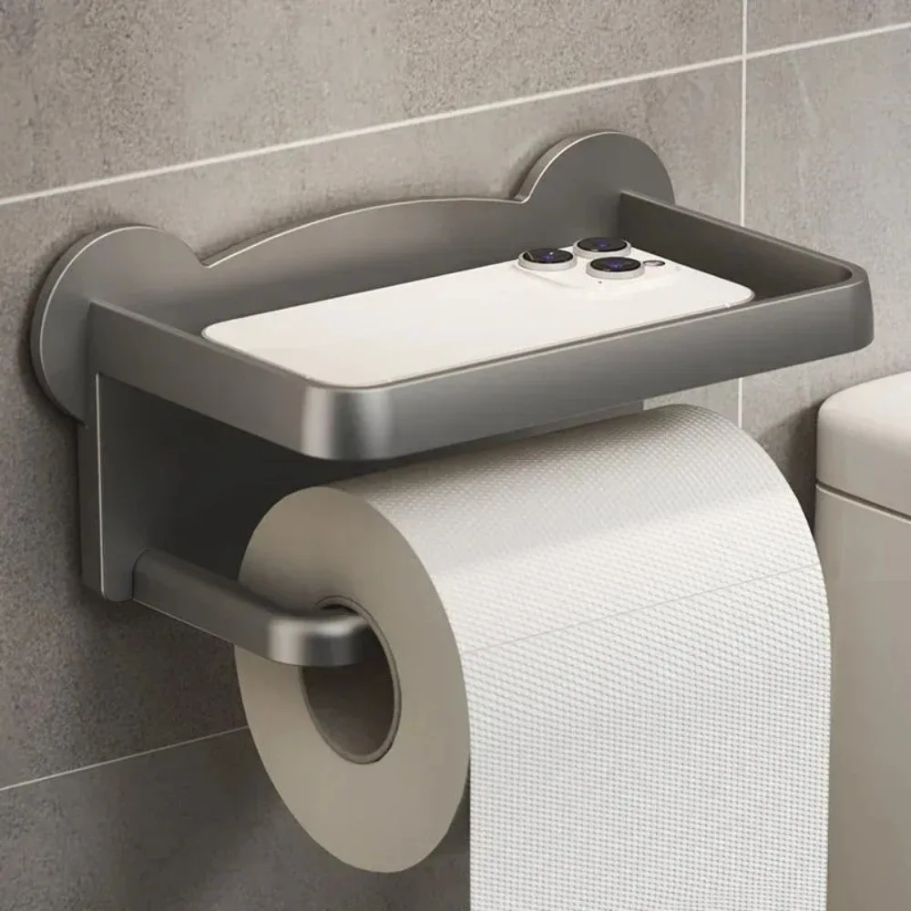 Toilet Paper Holder Stand Wall-Mounted Paper Dispenser Kitchen Bathroom Storage Rack For Tissue Box Shelf Phone Holde
