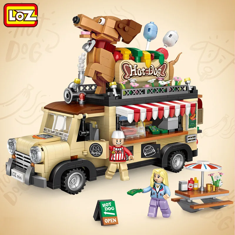 ORIGINAL BOX_LOZ Mini car hot dog cart Icecream Mini Blocks Kids fun Toys Gift 