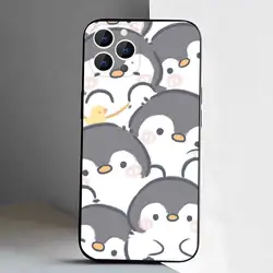 Adorable Penguin Kawaii Cartoon Black Soft Phone Case Cover - iPhone 13 Mini (Z1)