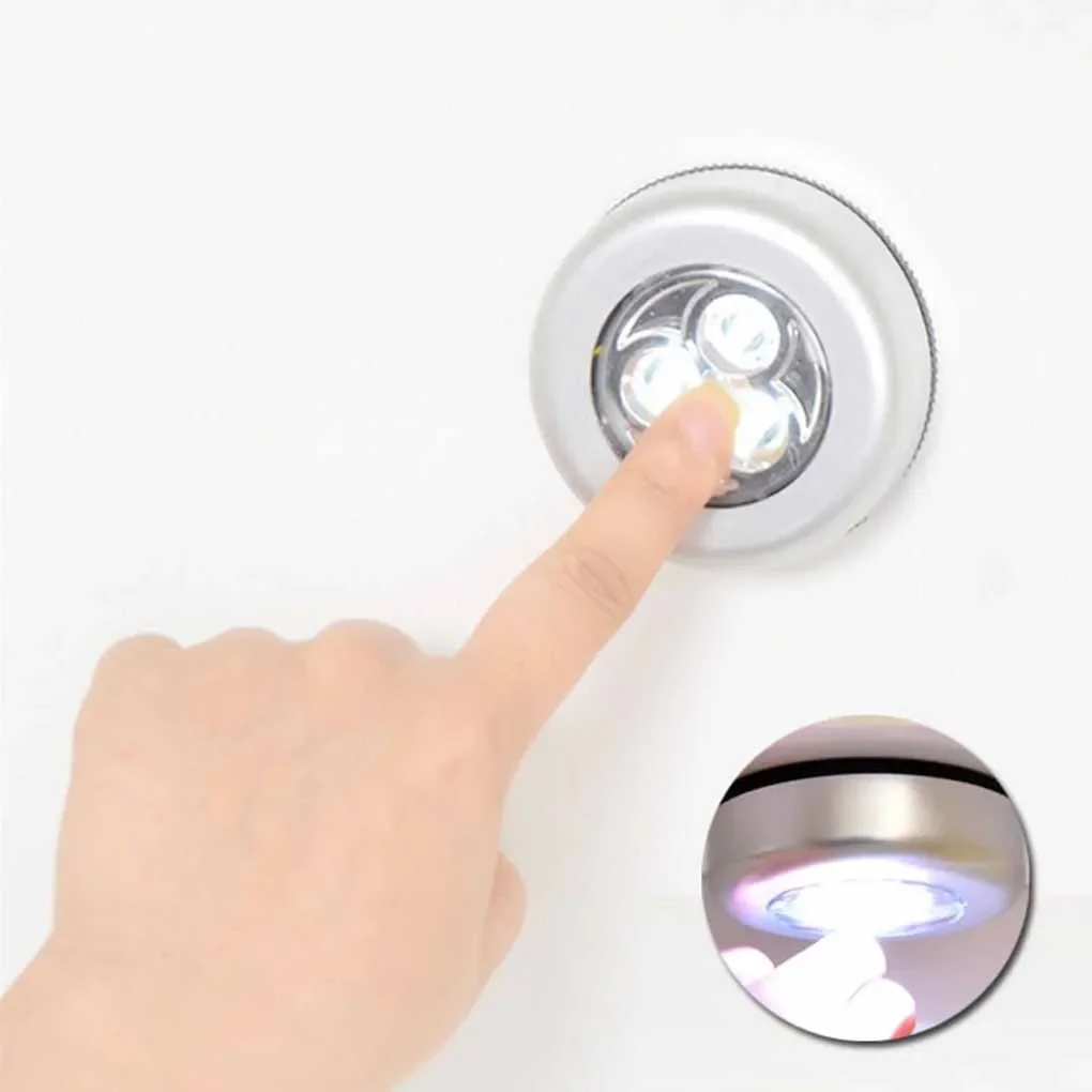 Battery Powered Wireless Night Light Stick 1/2/3 pcs Tap Touch Push Security Closet Cabinet Kitchen Wall Lamp