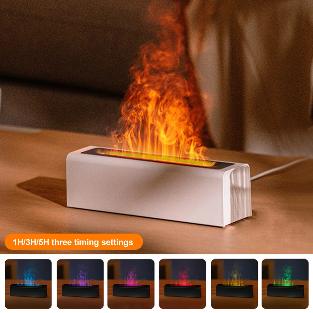 Flame Aroma Diffuser Indoor Air Humidifier Essential Oil Aromatherapy Diffuser with Auto-Off 1/3/5H Timer for Home Office Dorm