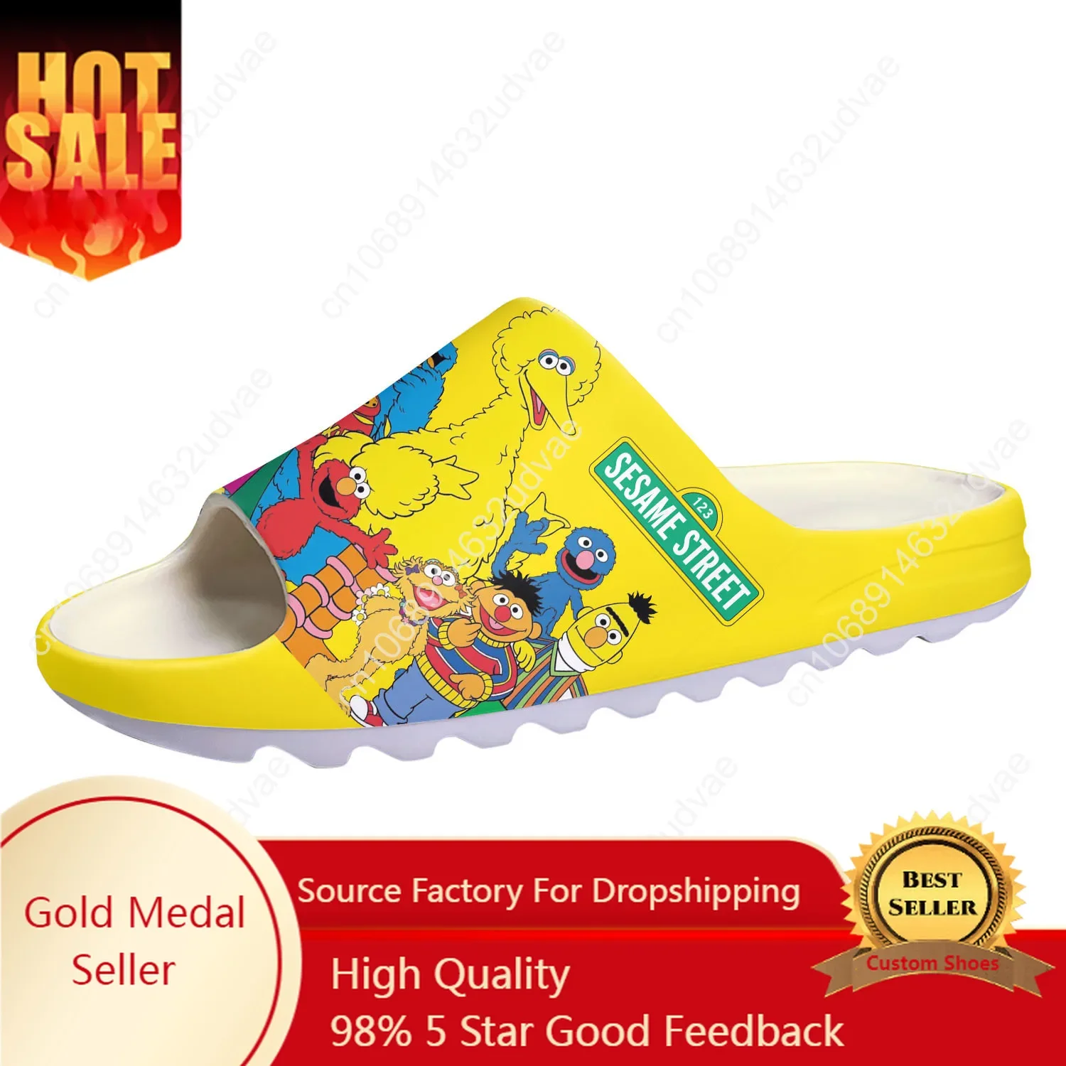 

S-Sesame Cartoon S-Street Anime Soft Sole Sllipers Home Clogs Elmo Customized Water Shoe Men Women Teenager Step On Shit Sandals