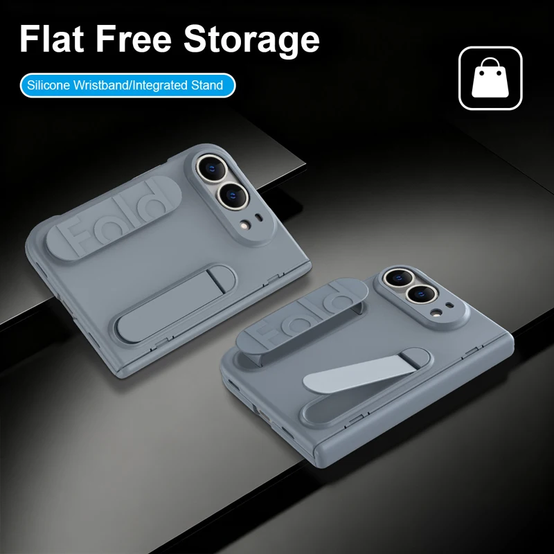 Luxury PC + Silicone Wristband Case with Invisible Bracket and Front HD Glass Protection