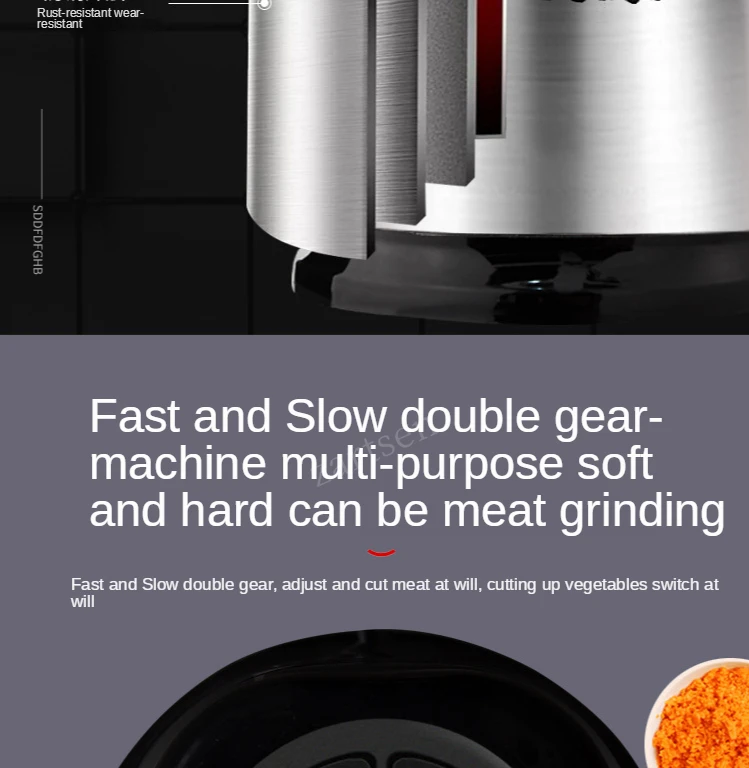 Description Picture 6 of item2 Speed Stainless steel Electric Chopper Meat Grinder Mincer Food Processor Slicer Meat Cutter Food Chopper Electric