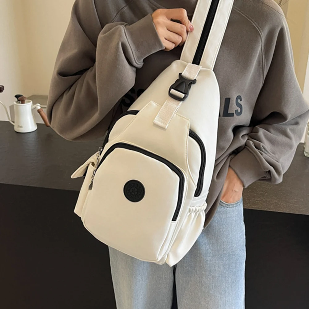 Outdoor Cycling Chest Bag Solid Color All-Match Sling Bag Multi Pocket Versatile Crossbody Bag Travel Commute Sports Backpack