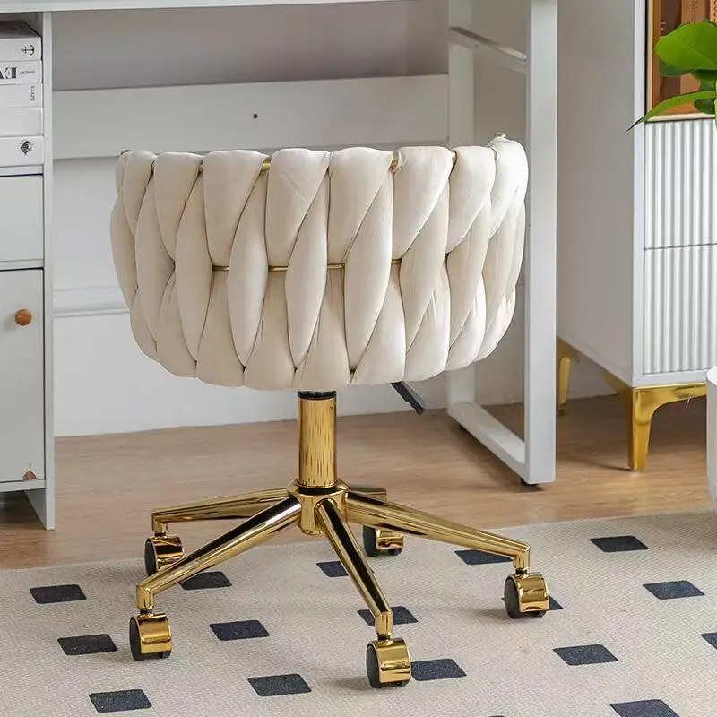 Multifunctional Lift Fabric Vanity Stool Small-Sized Makeup Chair for Girls' Bedroom Simple and Modern Home Computer Desk Chair