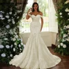 EVLAST Customized 2025 Mermaid Long Wedding Dress Lace Applique Beading Vestido De Novia Wedding Bridal Gown Robe De Mariee MD02 4