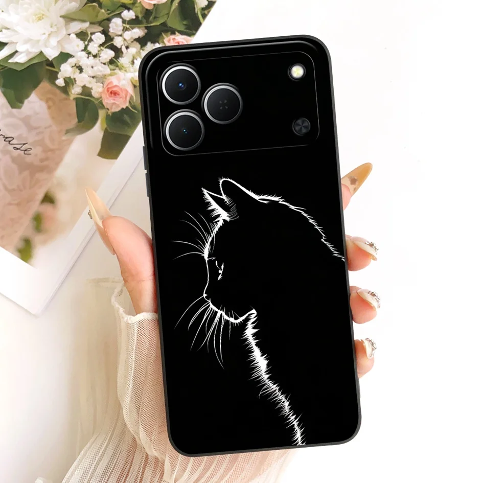 Cute Cartoon Cat Painted Soft Silicone Phone Case Cover