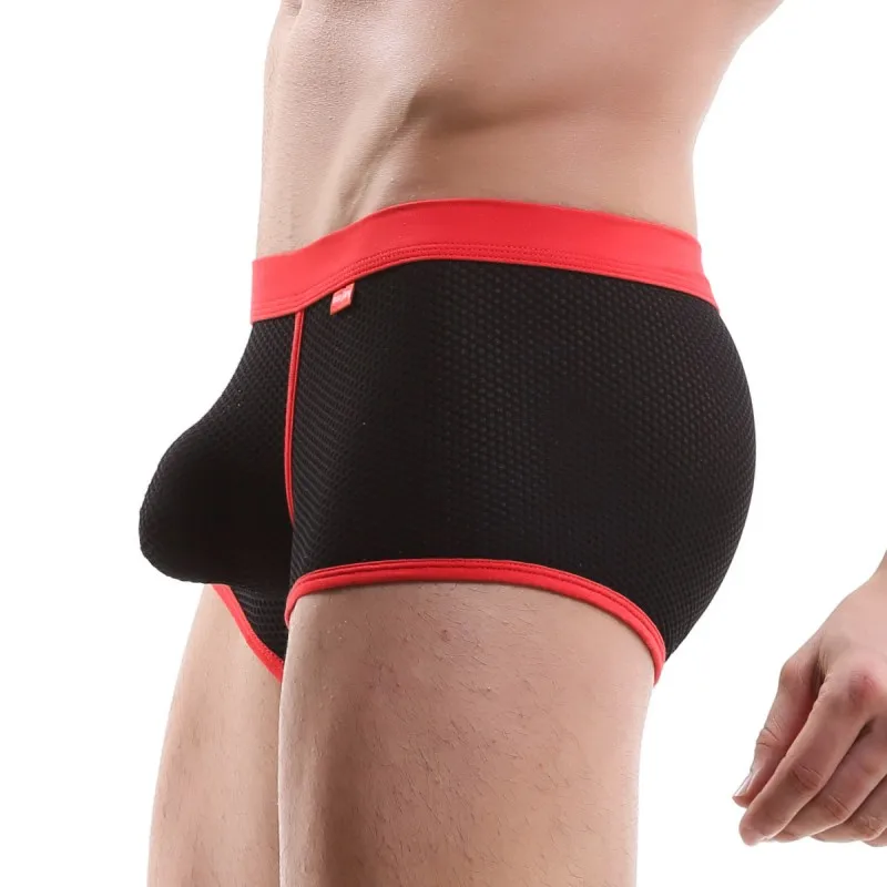 Brand Men Mesh Boxers Underwear Low-Waist Men Boxershorts Sexy Male Panties Cuecas Temptation Bulge Penis Big Pouch Man Lingerie 2