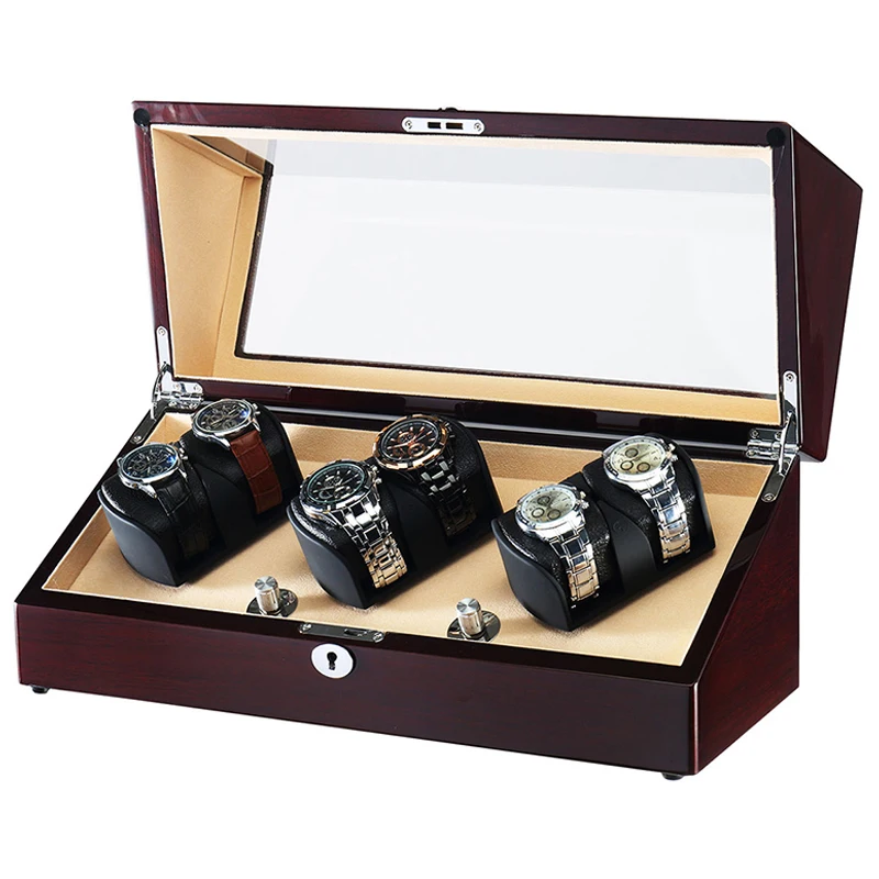 Automatic Watch Winder 2 Watch Wooden Watch Winder Collection Display Box, Led Lighting Watch