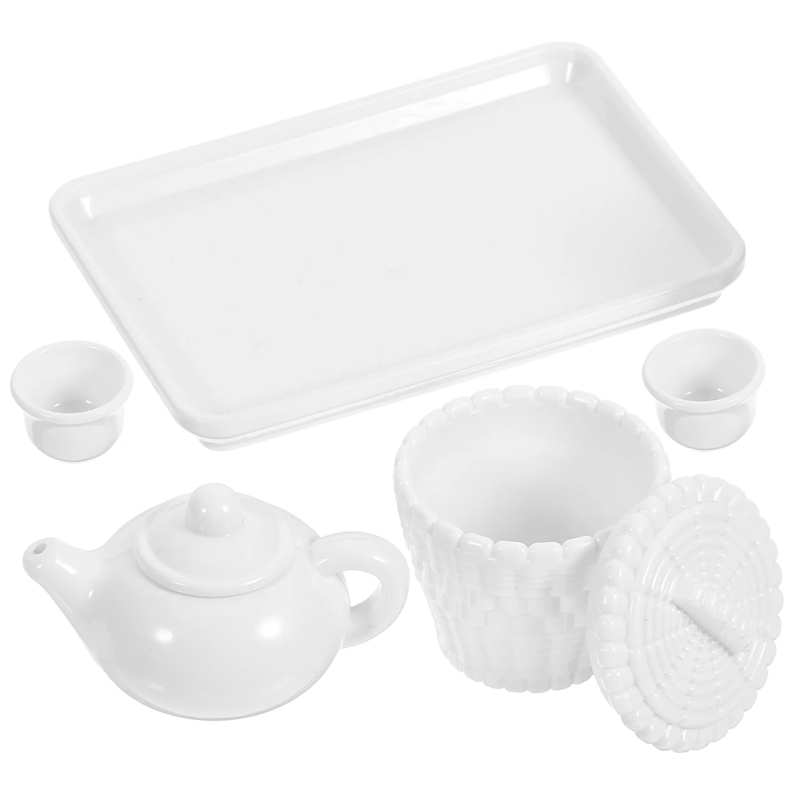 

3 Sets Miniature House Tea Pot Cup Models House Tea Ware House Tea Tray