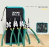 4Pcs 7'' Long Nose Plier Staight Snap Ring Remover Set With Storage Bag Circlip Pliers Bent Plier Inner Outer Retaining 1