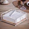 Flat Napkin Holder Metal Kitchen Napkin Holder With Weighted Tension Arm Rustic Tissue Paper Dispenser For Countertop Table 4